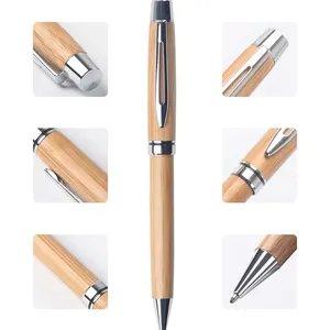 Customized LOGO Bamboo Pen With Metal Parts and Black Ink for Company Gift, Exhibition Use thumbnail-4