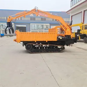 Tracked Loader With Grab for Landscaping, an All-in-one Tracked Vehicle Capable of Both Grabbing and Transporting, With an Extended Rotating Grabbing Arm thumbnail-3