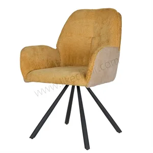 360 Swivel Modern Nordic Design Dining Chair Comfortable Velvet Fabric Durable Steel Legs Home Office Gym Hotel Hall Use thumbnail-3