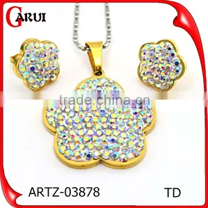 Jewelry Factory Wholesale Women Jewelry Earrings Colored Rhinestone Jewelry Set thumbnail-1