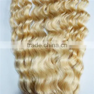 European Blonde 613 Color Virgin Deep Wave Curl Hair Extension Weft thumbnail-3