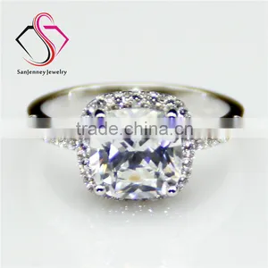 Cushion Cut Esmedora Moissanite 1.8CT 7mm Center 14k 18k White Yellow Gold Platinum Diamond Engagement Ring thumbnail-1
