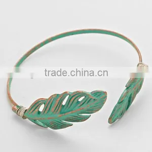 Fashion AKA Divine IVY Leaf Fraternity Jewelry Gift Patina Cuff Leaf Boho Bracelet Bangle Jewelry thumbnail-1