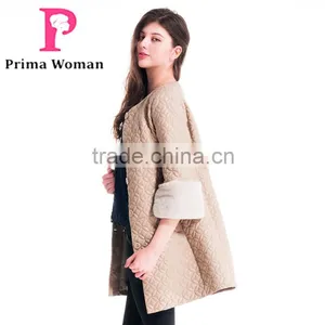 Winter Women Medium Length Embroidered Leather Coat With Detachable Beaver Rabbit Skin Hat Overcoat thumbnail-3