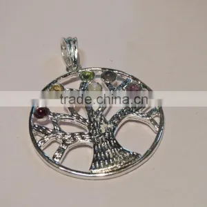 Tree of Life Chakra Gemstone Pendant thumbnail-1
