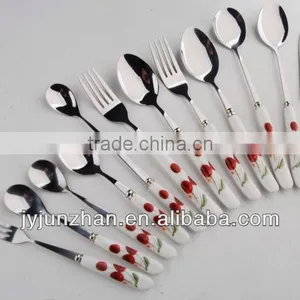 Ceramic Handle Spoon Fork Knife Made by Junzhan Factory and Sell Directly thumbnail-1