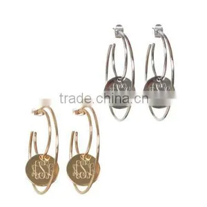 Monogrammed Dangle Disc Hoop Earring thumbnail-1