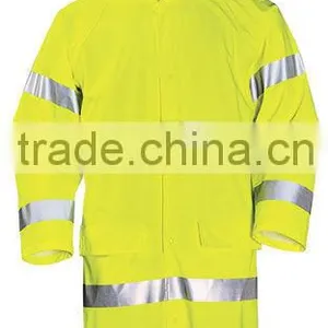 HI VIZ PU RAINCOAT WITH REFLECTIVE TAPE thumbnail-1