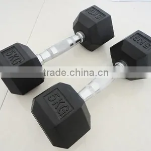 Crossfit Black Hex Rubber Dumbbells Set thumbnail-1