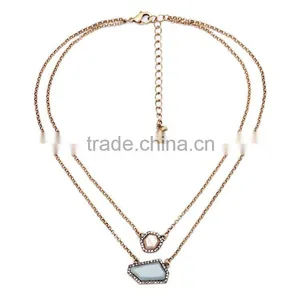 Wholesale Fashion Long Chain Necklace 2 Multilayer Round Square Gold Chain Necklace thumbnail-2