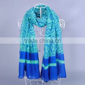 Fashion Flower Pattern Scarf Women Voile Scarves 180*90 Pashmina Shawls Muslim thumbnail-1