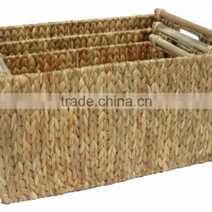 Water Hyacinth Storage Basket With Lid and Wood Handle thumbnail-6