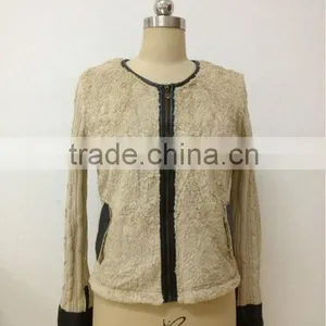 Ladies Cream Pocket Long Cardigan thumbnail-5