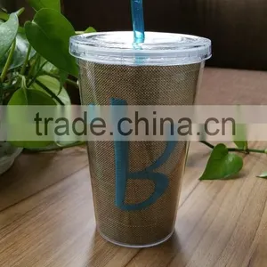 16OZ Double Wall Straw Tumbler With Flax Sheet in Side thumbnail-3