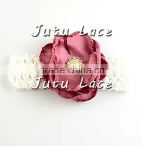 Red Green White Christmas DIY Kit Party Headband Kit -layer Satin Flower With Rhinestone Plus Crochet Elastic Headband thumbnail-5