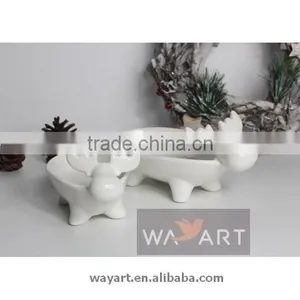 White Ceramic Plates Christmas Reindeer Plates for Home Decoration thumbnail-1
