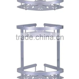 Aluminum Bathroom 2-Tier Corner Shelf Basket Wall Mounted, Silver Sand Sprayed thumbnail-4