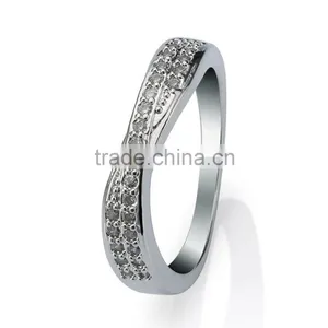 Hot Selling Unisex Whitegold Plated Ring Stud w/ Precious Stone for Engagement thumbnail-1