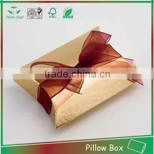 Printed Paper Pillow Gift Box With Bow Bie thumbnail-1