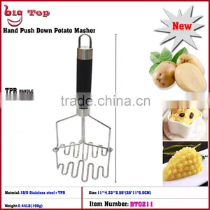 BT0211 Double Layer TPR Handle Potato Press With Wire Head Stainless Steel Handle Potato Ricer Whith Hook Fruit Press thumbnail-1