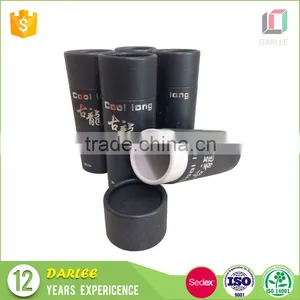 China Manufacturers High End Hot Stamping Black Round Tube Box With Lids thumbnail-1