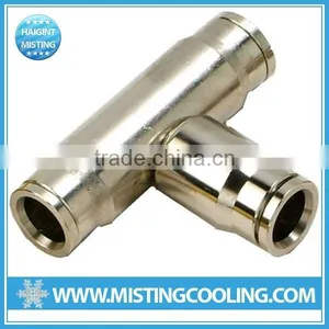 E0394 High Pressure Push-in Tee Connector Brass With Nickel Plated for Connecting Nylon Tubing and Stainless Steel Tubing thumbnail-1