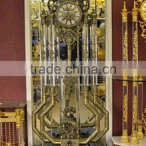 Vintage Copper Carved Floor Clock, Antique Bronze Ornate Rococo Style Floor Clock thumbnail-2