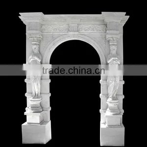 White Marble Arch Door Frame With Figure Design thumbnail-1