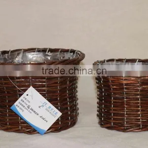 100%Handmade Willow Garden Wicker Basket for Flower Plants With Plastic Liner Wicker Flower Pots thumbnail-6