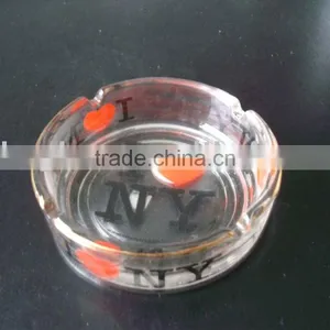 Pressed Glass Ashtray,clear Round Ashtray With Decal,glassware thumbnail-1