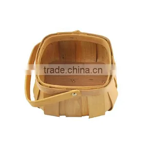 Linyi Manufacturer Supply Handmade Cheap Wooden Fruit Basket With Handle thumbnail-2