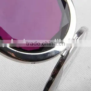 Flip Type Metal Gemstone Shaped Round Mirror With Snap Hook/mirror thumbnail-6