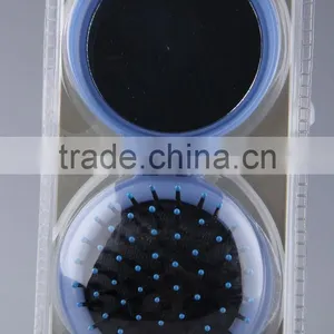Round Folding Comb/Foldable Hair Brush With Mirror thumbnail-3