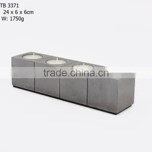 Block Tea Light Holder Row of 4 - Concrete Material thumbnail-1