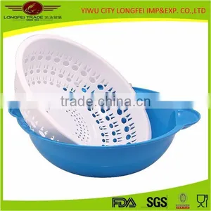 China Supplier Wholesale Fruit Vegetable 2 Tier Plastic Mesh Fruit Basket thumbnail-1