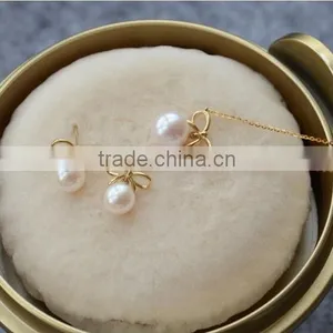 8-9 mm White Freshwater Pearl Necklace and Earring Sets thumbnail-2