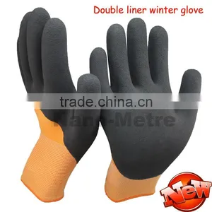 NMSAFETY Latex Safety Warm Gloves Double Liner 3/4 Coated Working Glove for Winter thumbnail-1