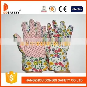 DDSAFETY Pink Dots On Palm Flower Design Back Band Cuff Gardening Gloves thumbnail-1