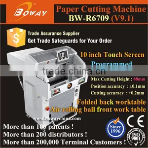 10'' Touch Screen Hydraulic Programmed 88mm Height 670mm Paper Cutter thumbnail-1