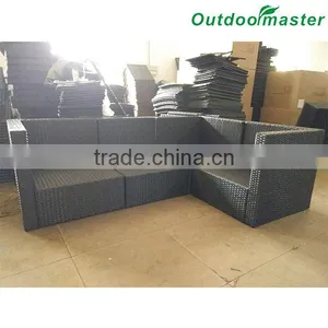 Outdoor and Indoor Cushioned Assembled Black Rattan Sofa Set thumbnail-4