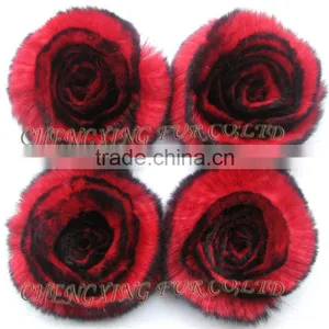 CX-A-37 Genuine Rex Rabbit Fur Flower Brooch Pin thumbnail-1