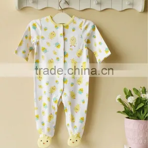 Mom and Bab 2012 Autumn Baby Clothing 100% Cotton Embroider Romper With Feet thumbnail-1