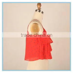 Spaghetti Latest Design Girls Crop Top With 3 Layers Ruffles thumbnail-3