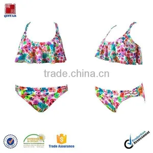 Flora Print Swimsuits,strappy Back Flounce Top With Cheeky Bottom thumbnail-1