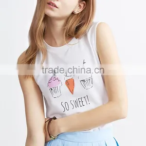 Fashionable Lovely Printed Lady Custom Singlet thumbnail-1