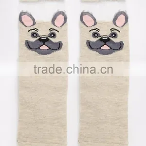 Custom Wholesale Pug Sheer Panel Socks Ribbed Cuff Opening Socks thumbnail-3