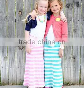 Wholesale Children Clothing USA Kids Apparel Vintage Girls Stripes Cotton Maxi Skirt Girls Maxi Full Length Summer Dress thumbnail-1