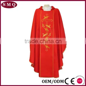 Cross Wheat and Flowers Embroidery Polyester Fabric Liturgical Chasuble thumbnail-4