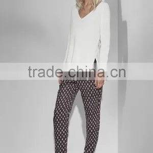Fashion Women Knit Top Sweater With Lace Trim Pullover thumbnail-3