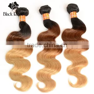 1b/4/27# Body Wave Virgin Brazilian Brown Hair With Blonde Highlights thumbnail-1